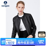 Navigare 意大利小帆船女士真皮皮衣秋冬款小立领羊皮机车服X2236700091 黑色 S 