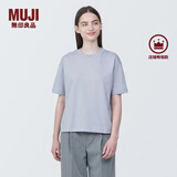 无印良品（MUJI）女式 天竺编织圆领短袖T恤上衣打底衫女款内搭多巴胺女装 灰色BB2P6C4S XL (165/92A)