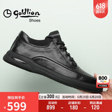 金利来（goldlion）男鞋男士休闲鞋时尚舒适耐磨休闲皮鞋50623011401A-黑色-40码