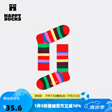 Happy Socks春夏款袜子女男袜薄荷曼波运动彩虹白色棉袜中筒袜 彩红条纹 1双 M 36-40