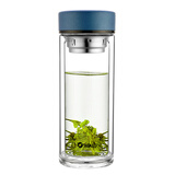 清水（SHIMIZU） 双层玻璃杯茶水分离防烫办公车载水杯带滤网泡茶杯可定制SM-8021 宝蓝色 320ml