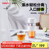 SIMELO双层玻璃杯保温杯高颜值茶水分离杯泡茶杯清朗钛滤水杯 300ml清灰