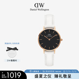 丹尼尔惠灵顿（DanielWellington）DW女表金色边皮革表带欧美简约风时尚石英表节日礼物DW00100285