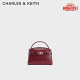 CHARLES&KEITH鳄鱼纹凯莉包手提斜挎婚包包女包生日礼物七夕礼物CK2-50270880-1 Burgundy葡萄酒红色 S