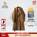 William fox&sons新复古回潮设计师款/立体剪裁风衣男腰带装饰层次感休闲长款外套 焦糖咖（加厚石墨烯棉） 2XL /54