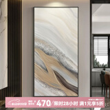 水竞 玄关装饰画竖版油画现代简约走廊挂画客厅背景墙壁画轻奢抽象画 石来运转 摩登黑(铝合框) 90*180