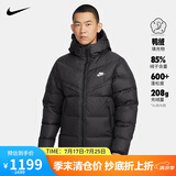 耐克NIKE羽绒服男短款连帽SF WR 650-D FLD外套FB8178-010黑L