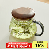 忆壶茶（YIHUTEA） 茶杯玻璃杯茶水分离泡茶杯 带过滤花茶杯 家用耐热装开水杯子 【竖纹加厚】楠初杯400ML