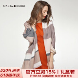 玛丽亚·古琦（MARJA KURKI）羊毛围巾女冬季 礼盒装保暖披肩围巾两用 千鸟格围脖女礼物 棕/灰