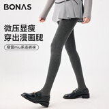 宝娜斯保暖打底裤女显瘦光腿神器秋冬加厚加绒棉条纹连裤袜 深灰连脚 1条 均码 200g（建议10-20°）