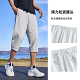 安踏运动裤男士夏季休闲针织七分裤薄款透气跑步短裤百搭男裤子