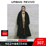 UR秋季新款女装摩登英伦风双排扣收腰系带风衣UWM140030 黑色 (偏宽松) L