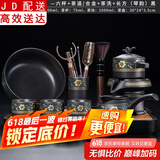 正扬自动茶具套装家用整套功夫茶杯茶洗茶道六君子组合懒人泡茶器全半自动石墨茶具 亚光自动风情—六杯+茶道/合金+茶洗+长方琴韵黑