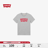 Levi's李维斯情侣美式宽松印花时尚简约舒适潮流纯棉圆领短袖T恤 灰色 002A0-0003 L