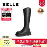 百丽（Belle）周雨彤白鹿同款显瘦小V靴长筒靴女商场同款弹力靴A1V1DDG3 黑仙草（绒里） 36 (230mm)