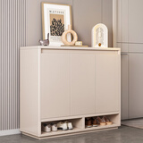 立太实木鞋柜门口入户柜收纳柜一体靠墙玄关柜家用门口楼道柜子储物柜 加厚基础款：90*32*96暖白【环保欧松板】 约放19-22双