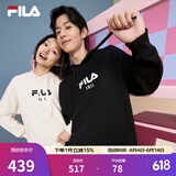 FILA 斐乐官方情侣款连帽卫衣秋季新款纯棉宽松针织长袖上衣加绒 正黑色-BK XS