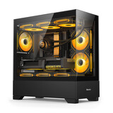 航嘉（Huntkey）GX760M.PRO追梦 游戏电脑台式机箱 270°海景房主机箱 支持M-ATX主板/360水冷/散热器限高165mm GX760S雷霆堡垒-黑色 单机箱