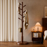 家逸实木衣帽架落地衣架卧室挂衣架办公挂衣服架子简易置物架晾衣架