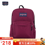 JANSPORT杰斯伯书包轻便双肩包男女旅行包简约背包电脑包学生校园 4QUT04S深紫酒红-侧边袋