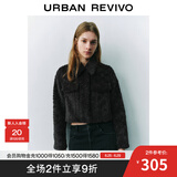 UR秋冬新款女装慵懒质感软糯毛绒短款翻领外套UYY140019 深灰 S