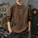 JEEP SPIRIT吉普重磅长袖t恤男秋季纯棉透气男款打底衫美式复古休闲亲肤上衣