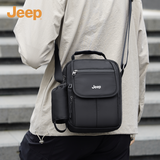吉普（JEEP）斜挎包男大容量单肩包2025新款休闲通勤便携小背包男防泼水旅行包 黑色