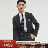 FULL MONTY羊毛西服套装男高档修身轻商务西装套装职业正装结婚礼服 碳灰6589 48 码上衣【西裤尺码找客服备注】