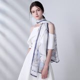 达芬奇密码 丝巾女士真丝围巾春秋披肩桑蚕丝纱巾丝绸沙滩送老师教师节礼物 马赛旧港