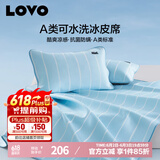 LOVO罗莱生活 A类 冰丝席凉席 双人 三件套 蓝色 180*200【可机洗】