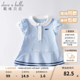 戴维贝拉（DAVE＆BELLA）汽水棉儿童裙子女童连衣裙公主裙女孩夏装婴儿夏季宝宝运动服 浅蓝色 90 cm（建议身高80-90cm）