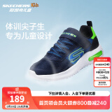 Skechers斯凯奇儿童运动鞋春秋女童魔术贴休闲鞋中大童轻质跑步鞋303601L 403723L海军蓝色/柠檬色/NVLM 30