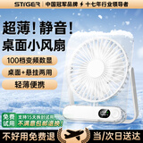 STIGER【静音无噪】智能数显桌面风扇办公室小风扇充电长续航小型便携学生宿舍台面USB小风扇办公室 Pro插电版丨透明白【3000M】百档飓风喷射 旗舰顶配丨已售4000+