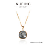 XUPING旭平首饰仿水晶经典肥方项链女士饰品送新年礼物 4号色-黑灰 约40+5cm