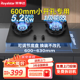 荣事达（Royalstar）燃气灶天然气煤气灶双灶 小开孔600mm嵌入式台式液化气灶小尺寸小灶王聚能家用全进风炉灶大火力灶 (深灰不锈钢)九腔聚能+600小开孔R36 管道天然气