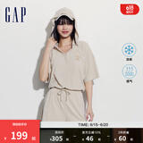 Gap女装夏季凉感透气连帽修身短袖连体衣时尚短裤430392 米色 XS (155/76A)亚洲尺码
