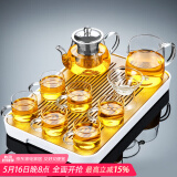 唐丰功夫茶具套装家用客厅小套泡茶小茶台日式茶盘简易小茶具整套 春羡茶盘+天机玻璃壶套组