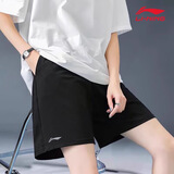 李宁短裤女2025夏季新品轻薄宽松透气休闲大码速干运动裤短裤 新基础黑(冰丝裤) M