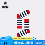Happy Socks春夏款袜子女男袜多巴胺户外运动波点黑色棉袜中筒袜 白色条纹 1双 M 36-40