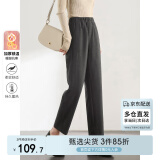 尚都比拉加厚毛呢烟管裤女冬季保暖加绒裤小个子显瘦九分休闲裤 花灰色 M 