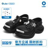 Ouder开口笑洞洞鞋 夏季男女鞋厚底增高沙滩鞋星光黑大头鞋凉拖鞋 星光黑 脚宽脚背高建议拍大一码哦 37 女码