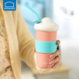 乐扣乐扣（LOCK&LOCK）陶瓷杯带盖马克杯女可爱咖啡杯早餐办公室水杯 粉色 510ml