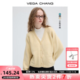 VEGA CHANG毛针织衫女2025年春秋季新款气质V领甜美减龄毛衣开衫 莺儿黄 均码