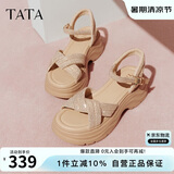 他她tata休闲厚底凉鞋女鞋法式气质凉鞋2025夏季CXT01BL5  杏色 38