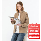 雪中飞摇粒绒立领女春季纯色简约舒适休闲情侣款保暖时尚百搭休闲卫衣 002F暖米色（女） 2XL