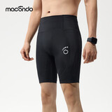 马孔多（macondo）支撑四分裤7代马拉松跑步压缩裤三口袋收纳防汗手机仓黑色男L