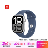 Apple/苹果 Watch Series 10 智能手表GPS款46毫米银色铝金属表壳丹宁色运动型表带S/M MX203CH/B