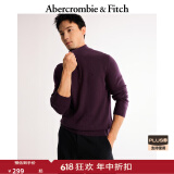 ABERCROMBIE & FITCH男装24秋冬款经典小麋鹿美式半拉链套头针织衫毛衣KI120-4149 深紫色 M (180/100A)
