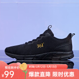361°361男鞋春夏季经典网面透气休闲运动鞋耐磨跑步鞋男 乌黑色/皇冠金 39