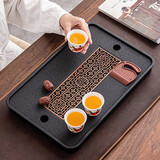 琦轩源茶盘家用托盘茶具沥水现代轻奢干泡台仿乌金石茶台蓄排水大号